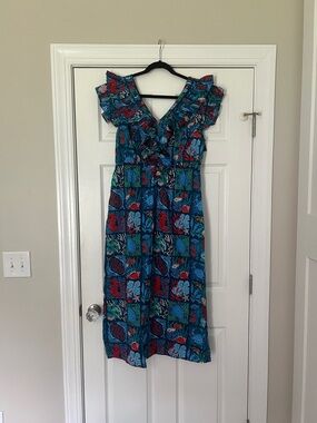 Printfresh Lola Dress nautical tiles Seaside blue Large